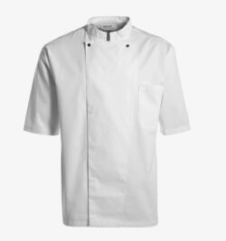 Kortærmet unisex kokkejakke -/serveringsjakke i hvid str. M, Kentaur (RESTSALG)