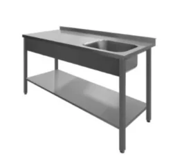 Leje af Stålbord m/ vask & alm amatur, 178 cm