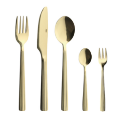 RAW bestiksæt á 60 dele i champagne - 12x kniv, 12x gaffel, 12x spiseske, 12x teske og 12x kagegafler