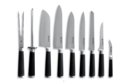 Knivsæt i sort m/ 9 dele inkl. knivtaske, Hendi