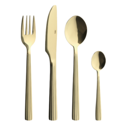 RAW bestiksæt á 48 dele i champagne - 12x kniv, 12x gaffel, 12x spiseske, 12x teske