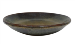 Dyb tallerken 21 cm, Grøn/Brun stentøj
