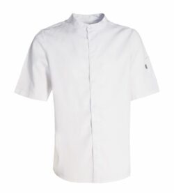 Essence unisex kokkejakke m/korte ærmer i hvid str. L (upcycled materiale), Nybo
